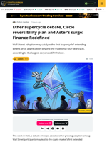 Ether supercycle debate, Circle reversibility plan: Finance Redefined
