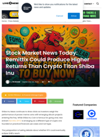 Stock Market News Today: Remittix Could Produce Higher Returns Than Crypto Titan Shiba Inu | Live Bitcoin News