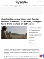 CIA director says AI drones cut Russian recruits' survival to 20 minutes, as crypto fuels drone warfare on both sides