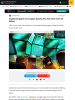 Stablecoin issuer Circle upsizes IPO to over $1 billion