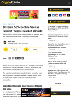 Bitcoin’s 50% Decline Seen as 'Modest,' Signals Market Maturity