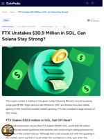 FTX Unstakes $30.9 Million in SOL, Can Solana Stay Strong?