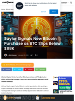 Bitcoin News: Saylor Signals New Bitcoin Purchase as BTC Slips Below $88K | Live Bitcoin News