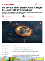 ETF Exodus Tests Bitcoin Rally, Analyst Bets on $112K BTC