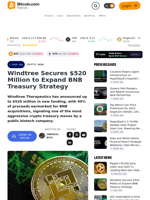 Windtree Secures $520 Million to Expand BNB Treasury Strategy – Crypto News Bitcoin News
