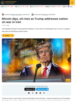 Oil, Crypto Moves as Trump Addresses Nation on Iran War