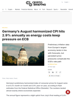 Germany's August harmonized CPI hits 2.9% annually as energy costs keep pressure on ECB