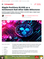 RLUSD Surpasses $2B as Ripple Builds Settlement Rail