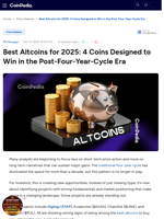 Best Altcoins for 2025: 4 Coins Designed to Win in the Post-Four-Year-Cycle Era