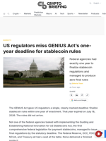 US regulators miss GENIUS Act's one-year deadline for stablecoin rules
