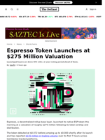 Espresso Token Launches at $275 Million Valuation - 