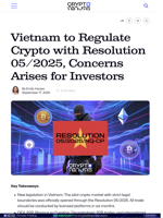 Vietnam to Regulate Crypto with Resolution 05/2025, Concerns Arises for Investors