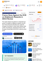 France Goes Against the ECB on Stablecoin Rewards in MiCA Review