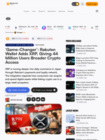 ‘Game-Changer’: Rakuten Wallet Adds XRP, Giving 44 Million Users Broader Crypto Access – Featured Bitcoin News