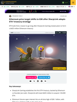 SharpLink’s $425M ETH treasury has ETH bulls calling for $3K