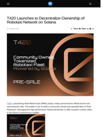 T420 Launches to Decentralize Ownership of Robotaxi Network on Solana - Visionary Financial
