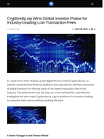 Crypternity.vip Wins Global Investor Praise for Industry-Leading Low Transaction Fees - Visionary Financial