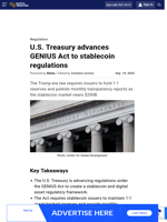 U.S. Treasury advances GENIUS Act to stablecoin regulations