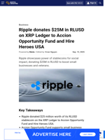 Ripple donates $25M in RLUSD on XRP Ledger to Accion Opportunity Fund and Hire Heroes USA