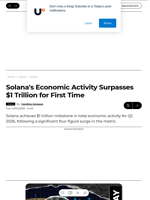 Solana's Economic Activity Surpasses $1 Trillion for First Time - U.Today