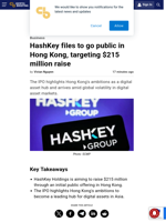HashKey files to go public in Hong Kong, targeting $215 million raise