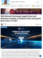 With Bitcoin’s Exchange Supply Down and Ethereum Surging, Is Qubetics Now Among the Best Coins To Join?