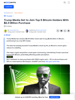 Trump Media Could Become the Third-Largest Bitcoin Holder