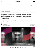 English Man Gets Prison Time After Spending Covid Loan on Crypto and Gambling - Decrypt