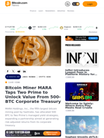 Bitcoin Miner MARA Taps Two Prime to Unlock Value From 500-BTC Corporate Treasury – Crypto News Bitcoin News