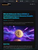 Bitcoin Rebounds Above $104K as Institutional Interest Resumes Despite Recent ETF Outflows - Blockchain.News