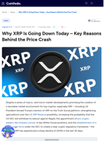 Why XRP Is Going Down Today – Key Reasons Behind the Price Crash
