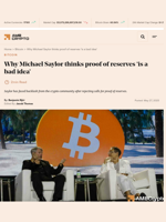 Why Michael Saylor thinks proof of reserves 'is a bad idea' - AMBCrypto