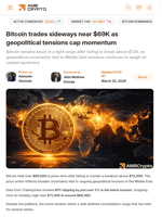 Bitcoin trades sideways near $69K as geopolitical tensions cap momentum - AMBCrypto