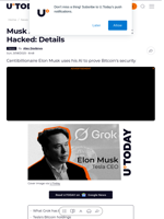 Musk Asks Grok if Bitcoin Can Get Hacked: Details