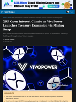 XRP Open Interest Climbs as VivoPower Launches Treasury Expansion via Mining Swap