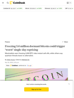Freezing dormant BTC would trigger worst single day repricing in bitcoin’s history, says maximalist
