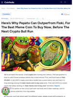 Here’s Why Pepeto Can Outperfrom Floki, For The Best Meme Coin To Buy Now, Before The Next Crypto Bull Run