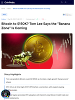 Bitcoin to $150K? Tom Lee Says the “Banana Zone” Is Coming