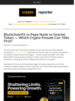 BlockchainFX vs Pepe Node vs Snorter Token — Which Crypto Presale Can 100x First?