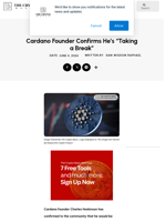 Cardano Founder Confirms He’s “Taking a Break”