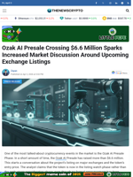 Ozak AI Presale Crossing $6.6 Million Sparks Increased Market Discussion Around Upcoming Exchange Listings