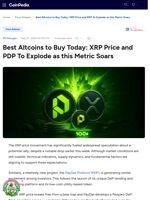 Best Altcoins to Buy Today: XRP Price and PDP To Explode as this Metric Soars