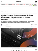 Myriad Moves: Ethereum and Solana Sentiment Flips Bearish as Prices Tumble - Decrypt