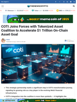 COTI Joins Forces with Tokenized Asset Coalition to Accelerate $1 Trillion On-Chain Asset Goal - TheNewsCrypto