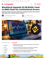 BlackRock Expands $2.5B BUIDL Fund to BNB Chain for Institutional Access - Coinspeaker