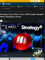 Strategy Stock Price Gets $208 Target Despite MSCI Delisting Threat
