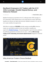 BexBack Empowers US Traders with No KYC 100x Leverage, Double Deposit Bonus, and Welcome Reward - Visionary Financial