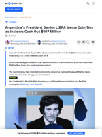 Argentina’s President Milei Denies Ties to LIBRA Meme Coin