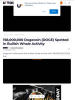 158,000,000 Dogecoin (DOGE) Spotted in Bullish Whale Activity - U.Today