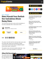 Robert Kiyosaki Faces Backlash Over Contradictory Bitcoin Buying Claims